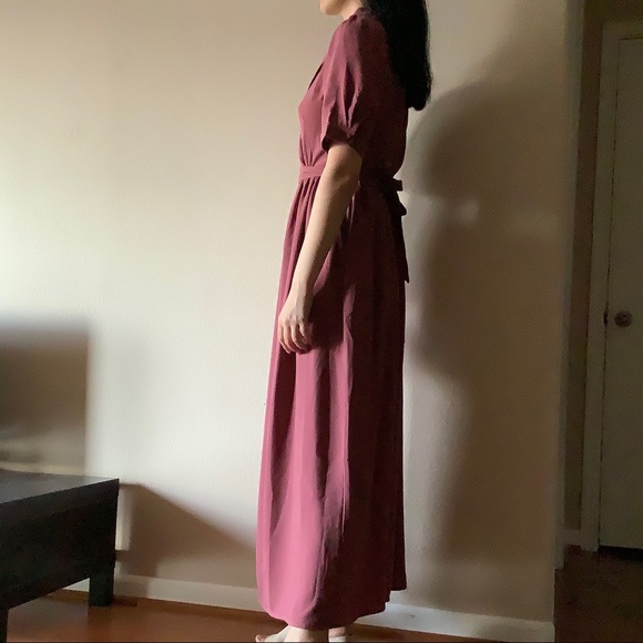 Pink Collared Tie Waist Maxi Dress - Picture 2 of 4